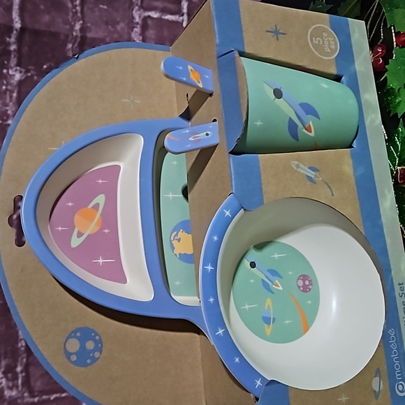 Monbebe Dishwasher Safe 5 Piece Child Bamboo Mealtime Set - Picture 2 of 6